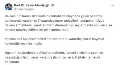 Balıkesir Fabrikası Patlaması: 11 Ölü, 7 Yaralı
