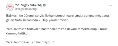 Balıkesir'de Öğrenci Servisi Kazası: 28 Yaralı