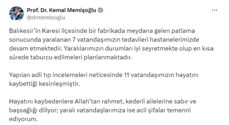 Balıkesir Fabrikası Patlaması: 11 Ölü, 7 Yaralı