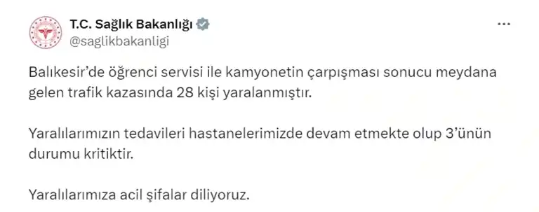 Balıkesir'de Öğrenci Servisi Kazası: 28 Yaralı